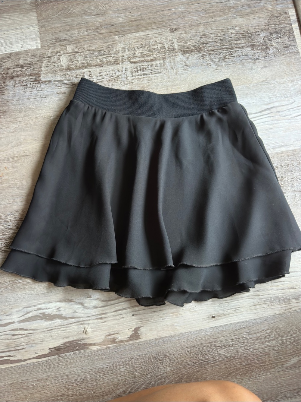 bebe Black Layered Chiffon Skater Skirt
